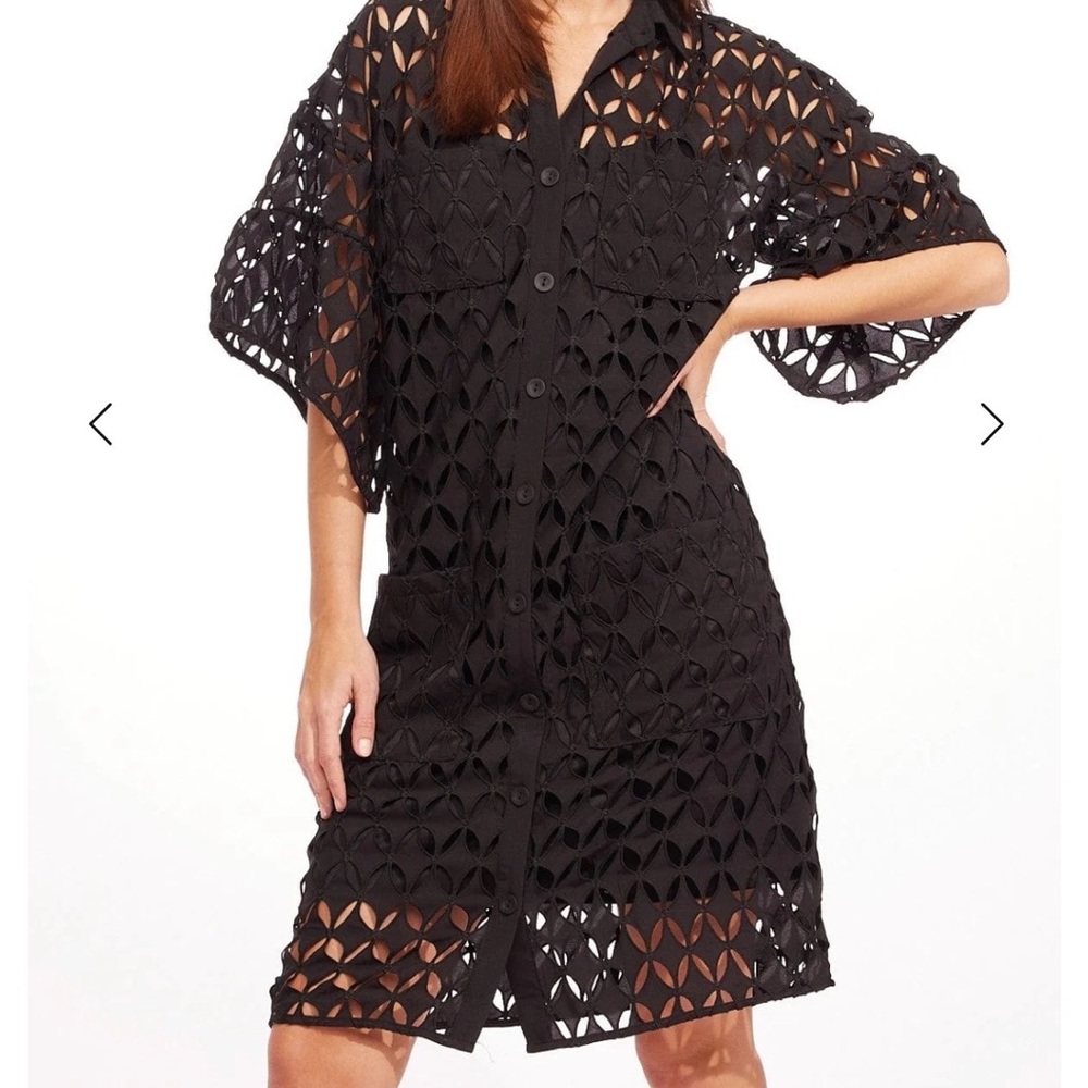 Eva Franco Black Cutout Shirt Dress